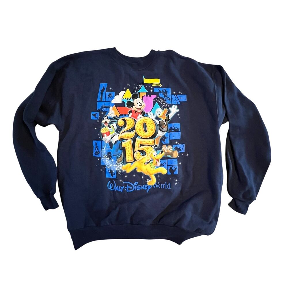 Walt Disney World Sweatshirt Disneyland Resort Mickey Goofy Donald 2015 Size XL
